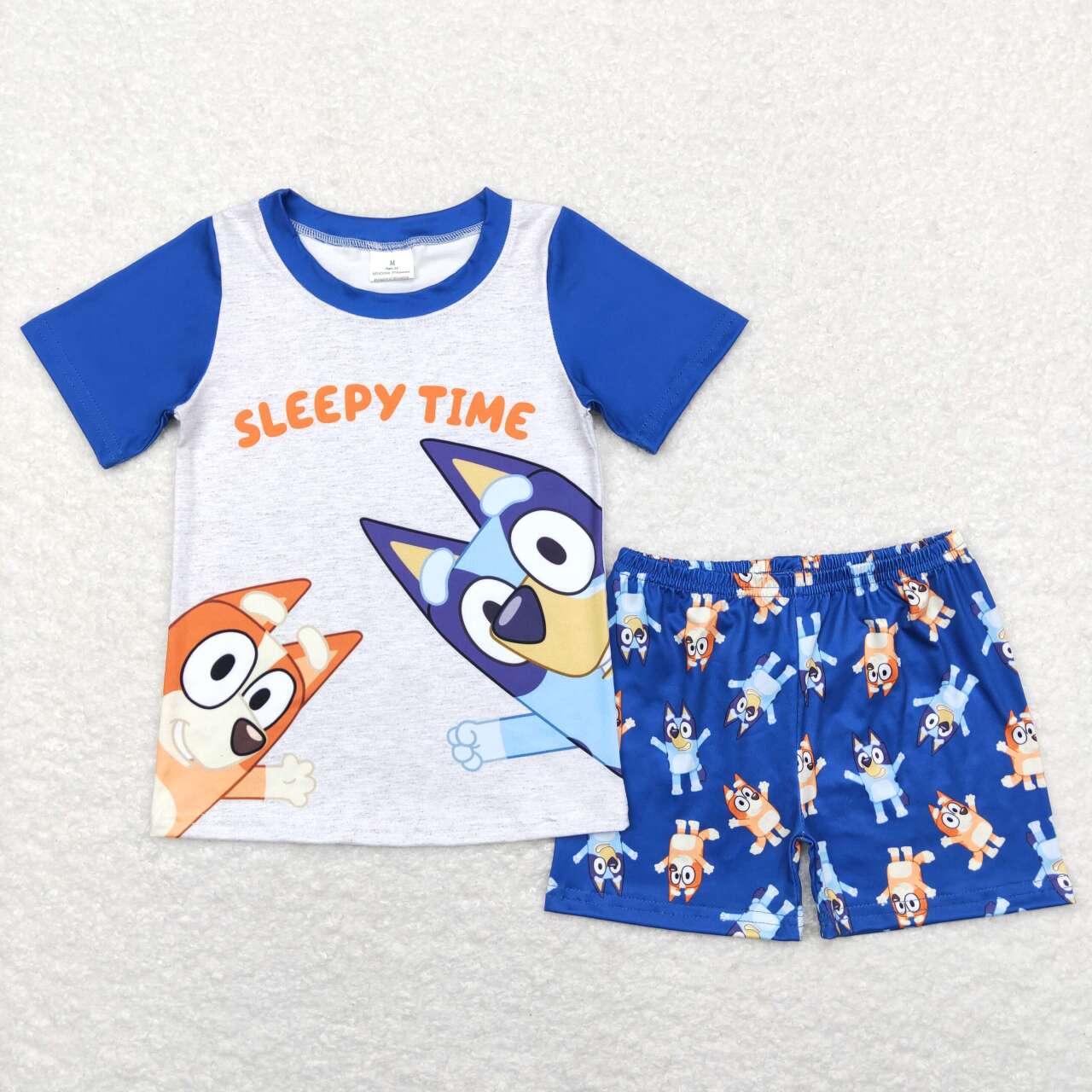 Blue Cartoon Dog Summer Set