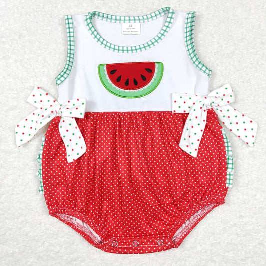 Watermelon Embroidery Dots Print Baby Romper
