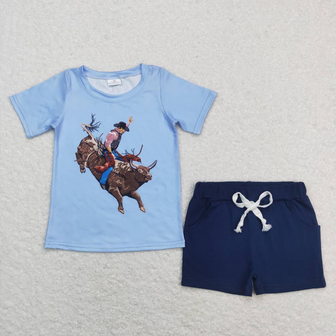 Western Blue Cowboy Print Boy Summer Set