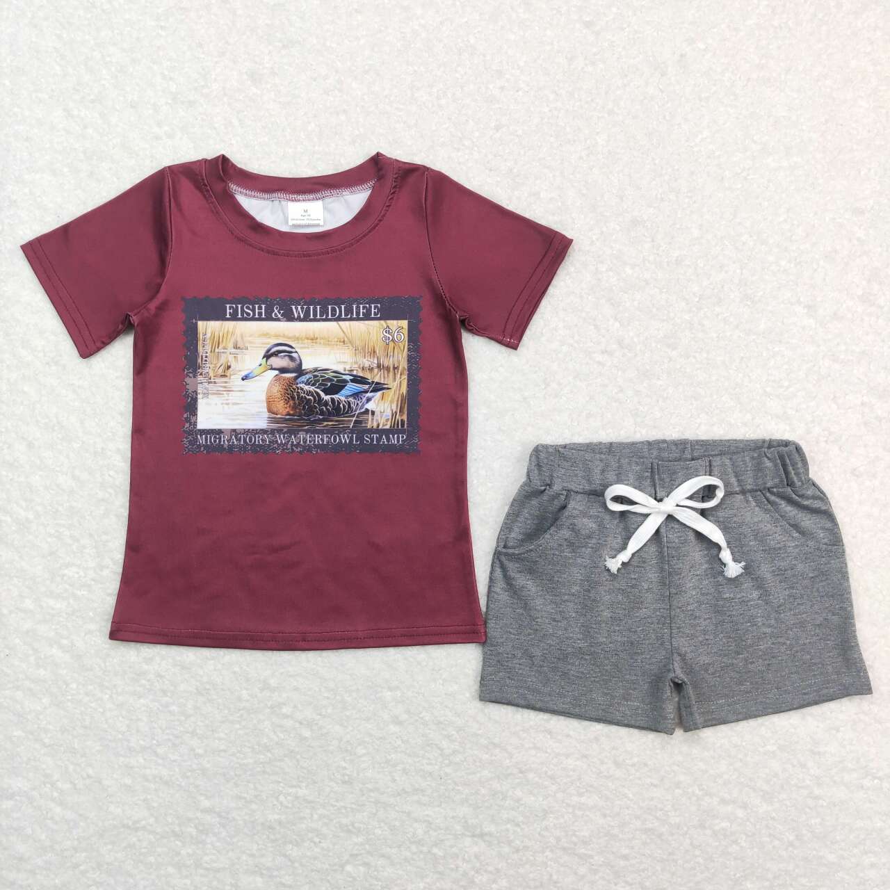 burgundy Duck Print Boy Summer Set
