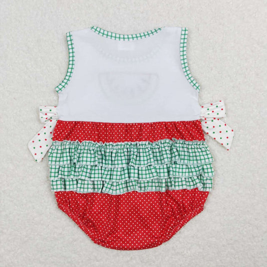 Watermelon Embroidery Dots Print Baby Romper