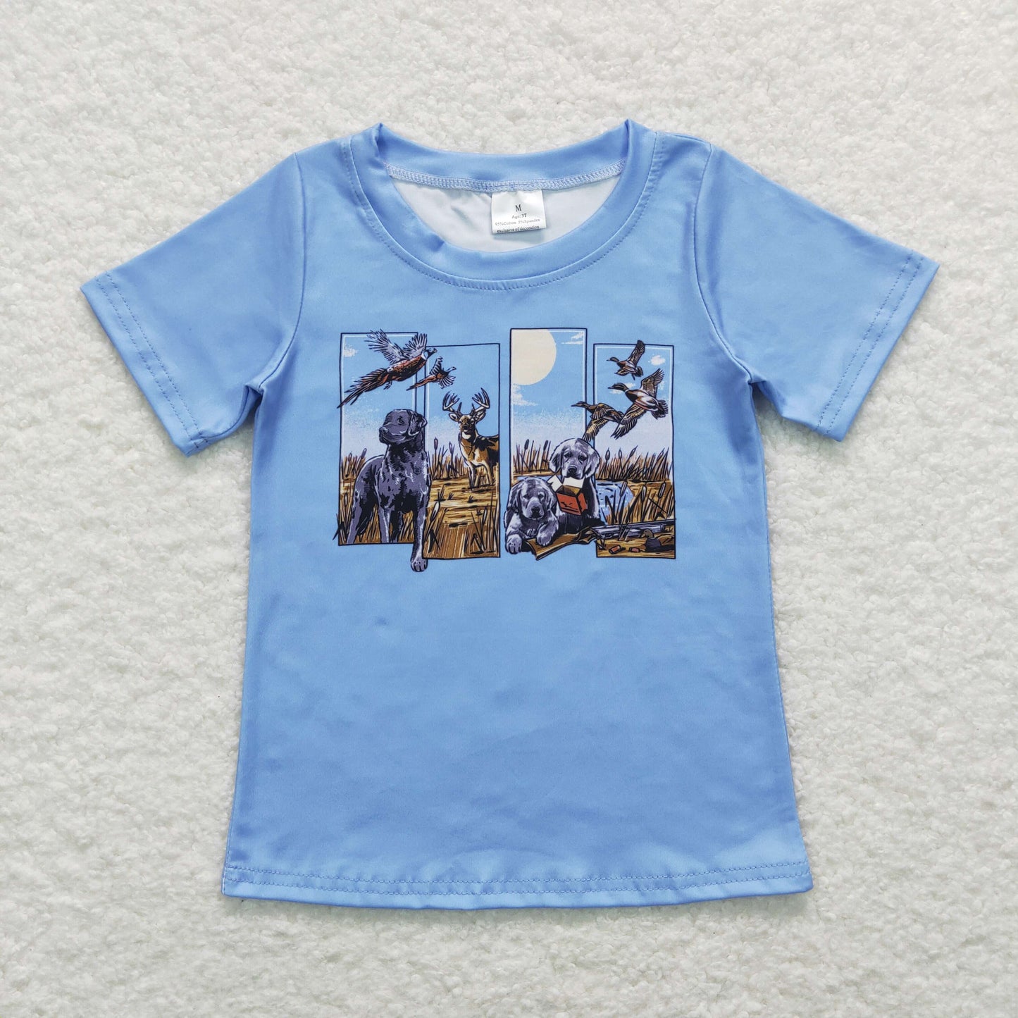 Blue Dog Print Short Sleeve Shirt
