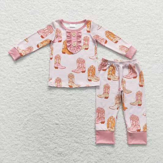 Western Pink Boots Sleeve pajamas
