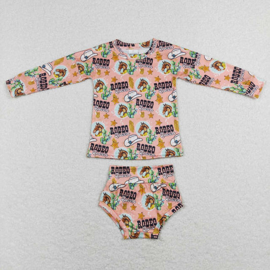 western Cowboy Long Sleeve Girls Bummies