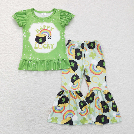 Patrick's Day Green Lucky Short Sleeve Pants Set