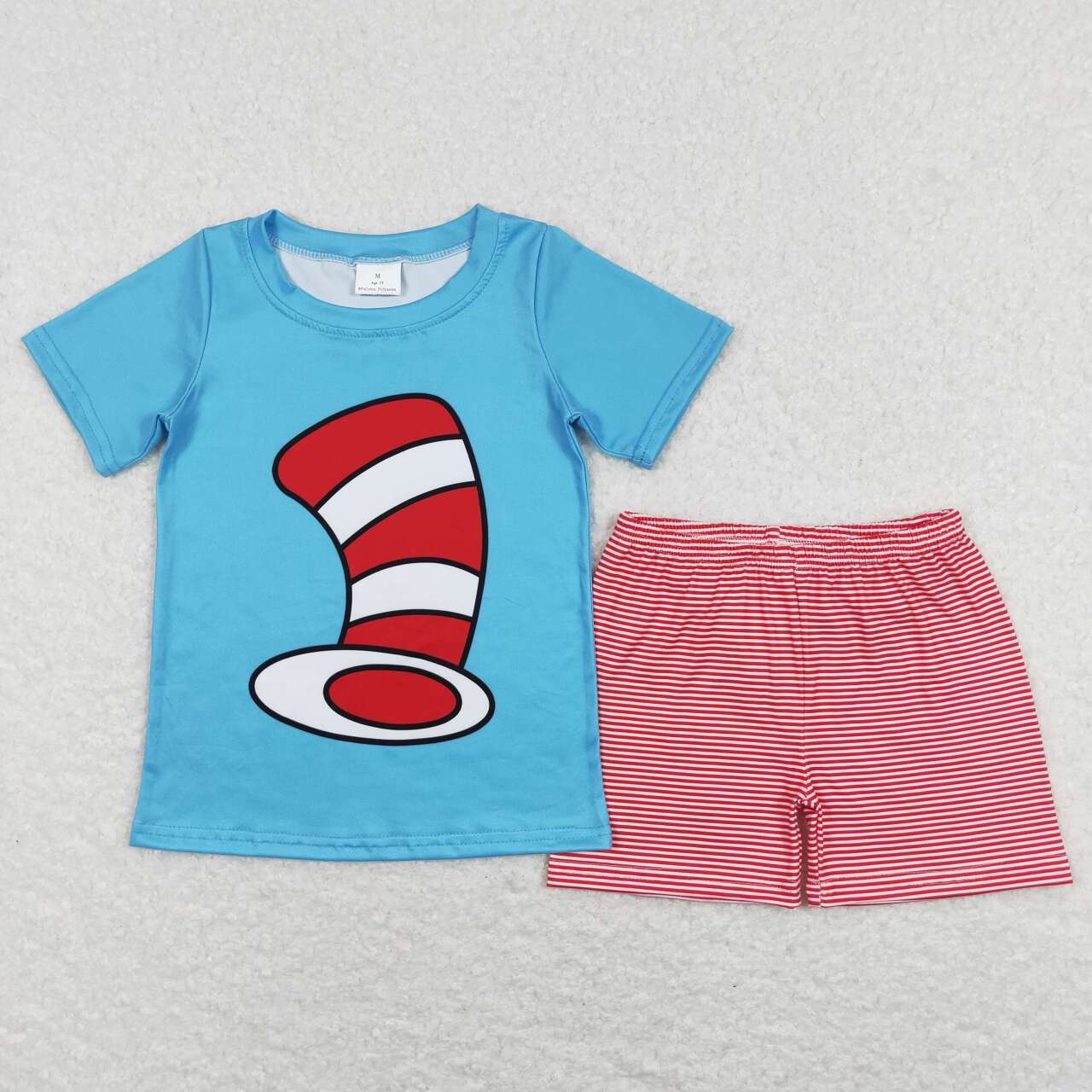 Blue Cartoon Print Short Set