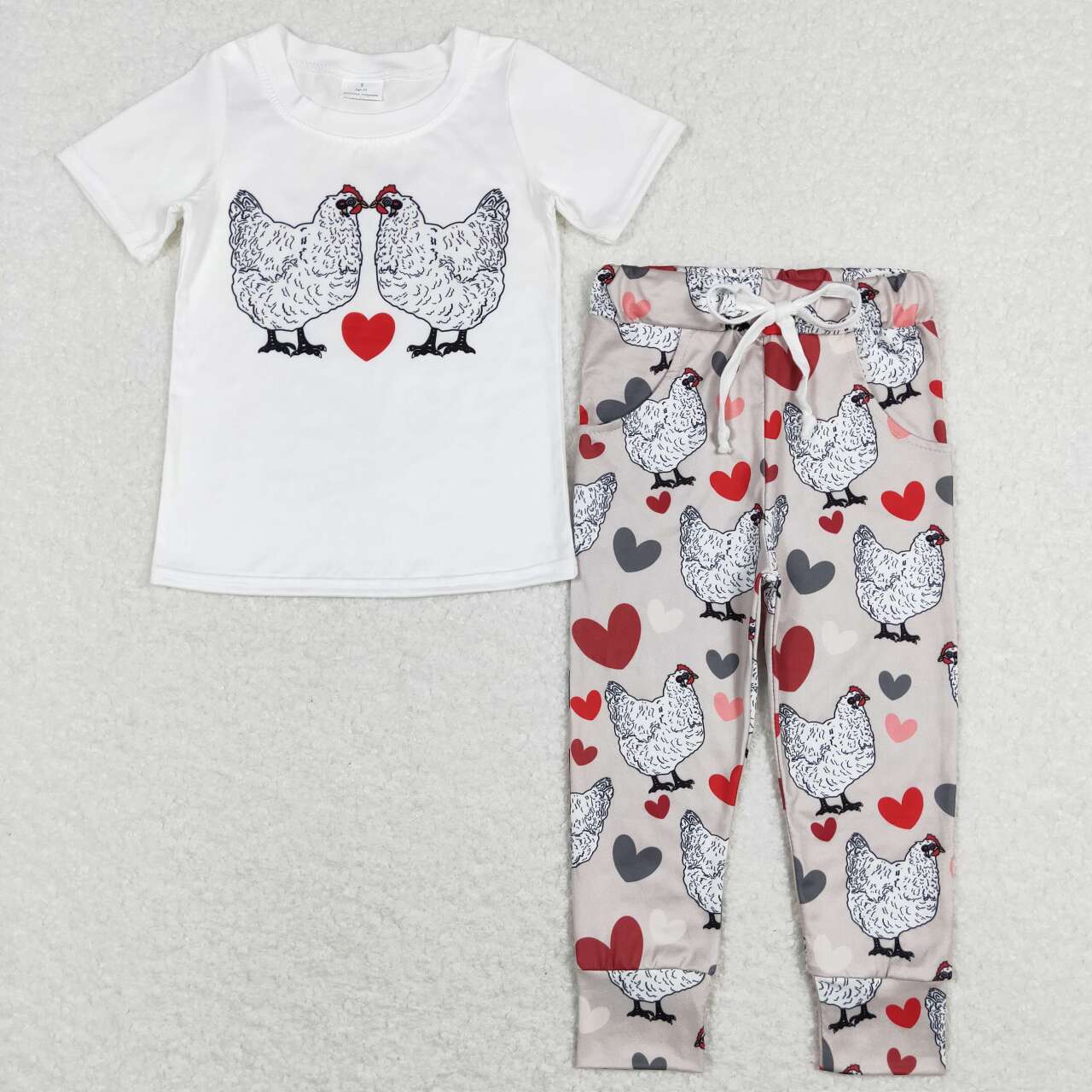 Chicken Print Short sleeve pants Outfit