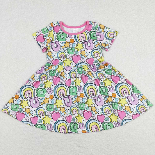 St.Patrick's Day Rainbow Print Short sleeve Dress