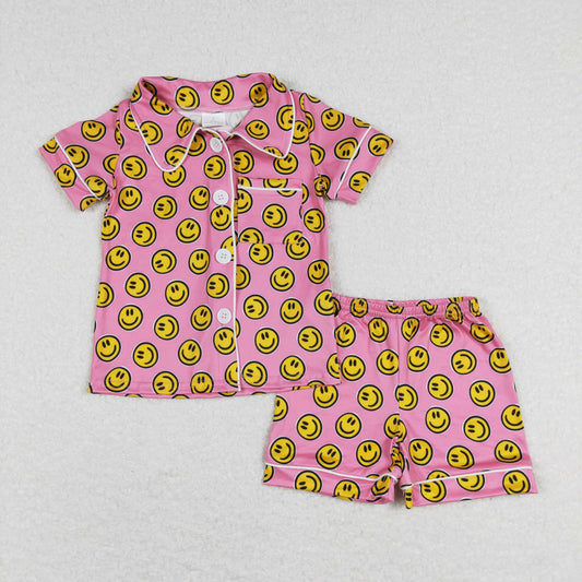 Pink Smile Short Sleeve Short Pajamas