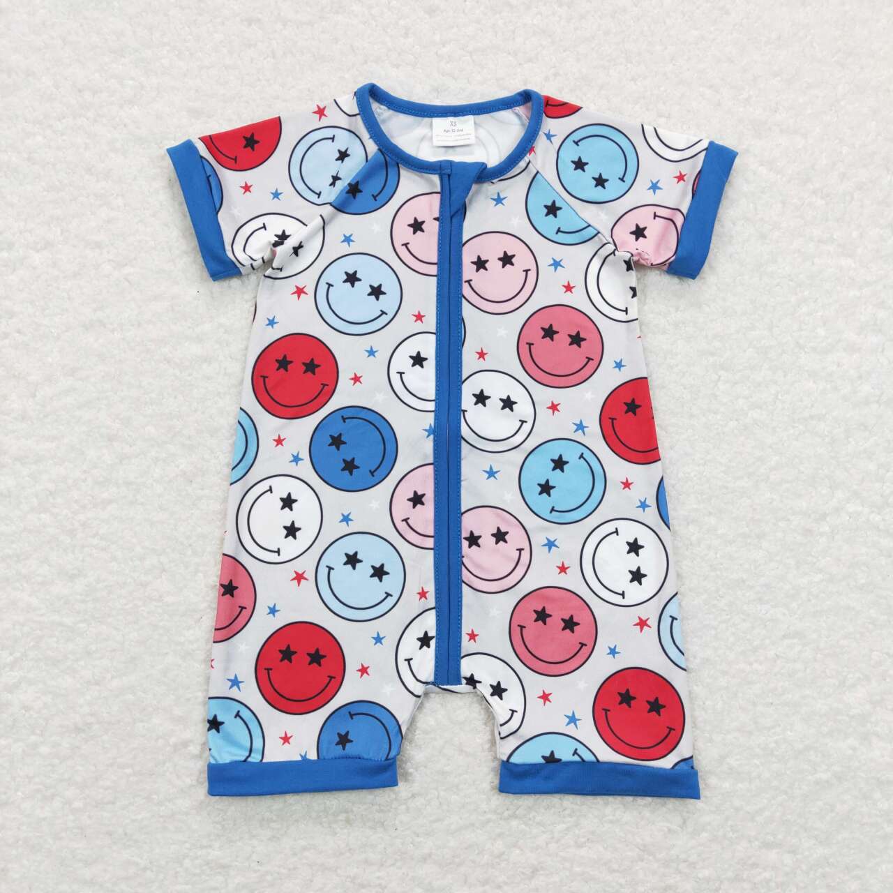 Smile Print With Zipper Baby Romper