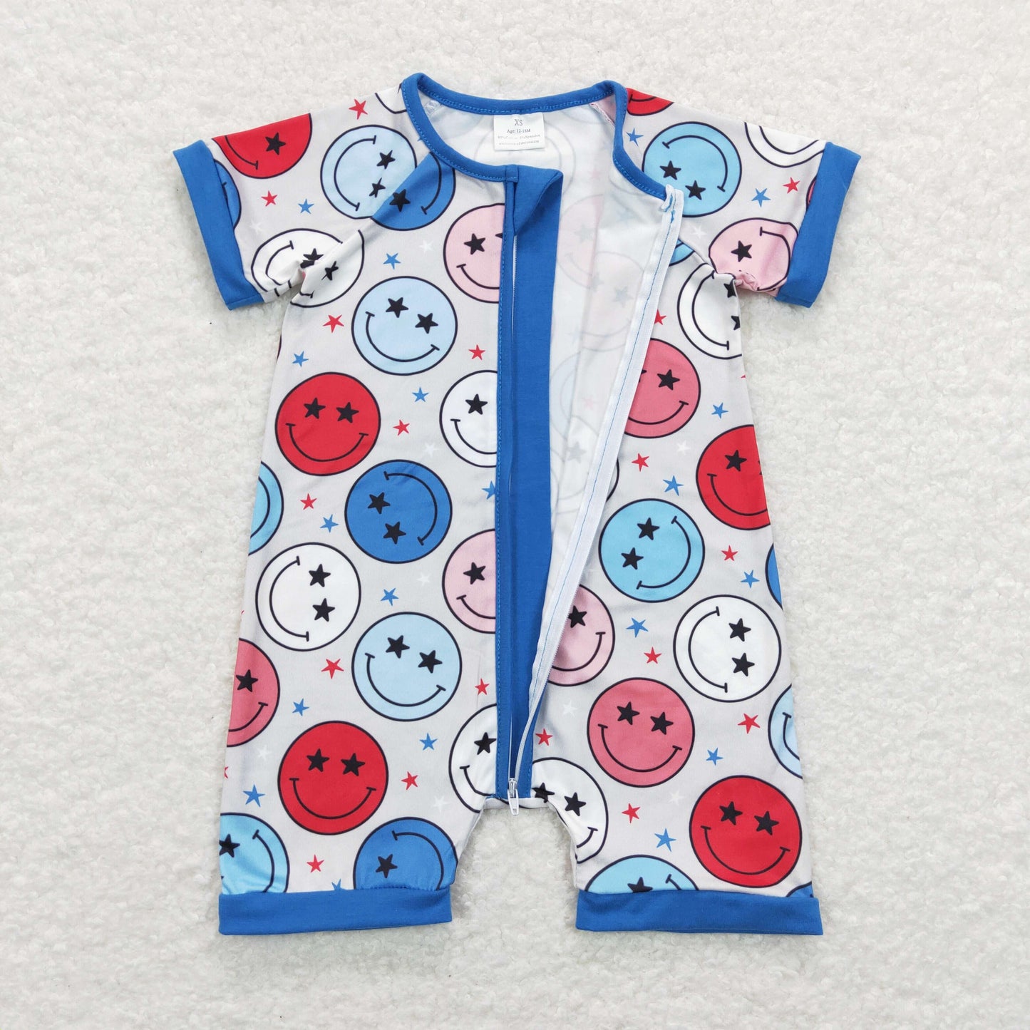 Smile Print With Zipper Baby Romper