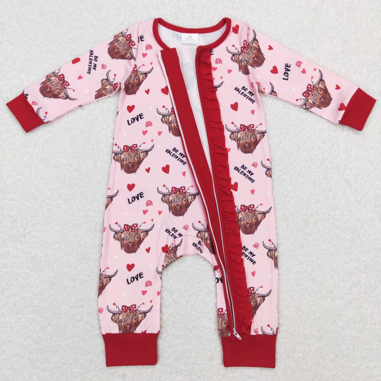 floral Cow Long Sleeve With Zipper Romper