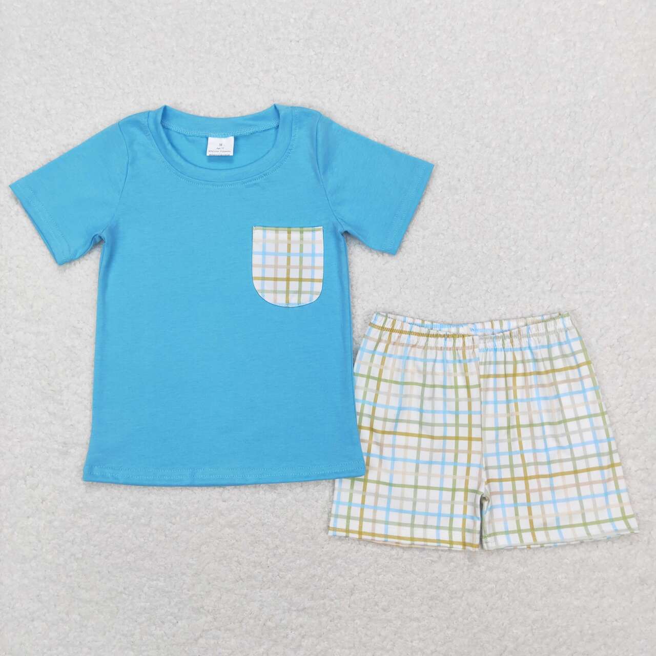 Blue Plaid Short Boy Summer Set