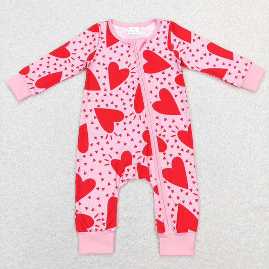 Valentineâs day Pink Heart Zipper Romper
