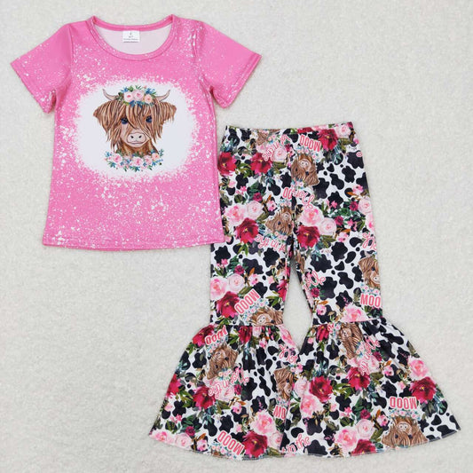 Pink floral Cow Bell Pants Set