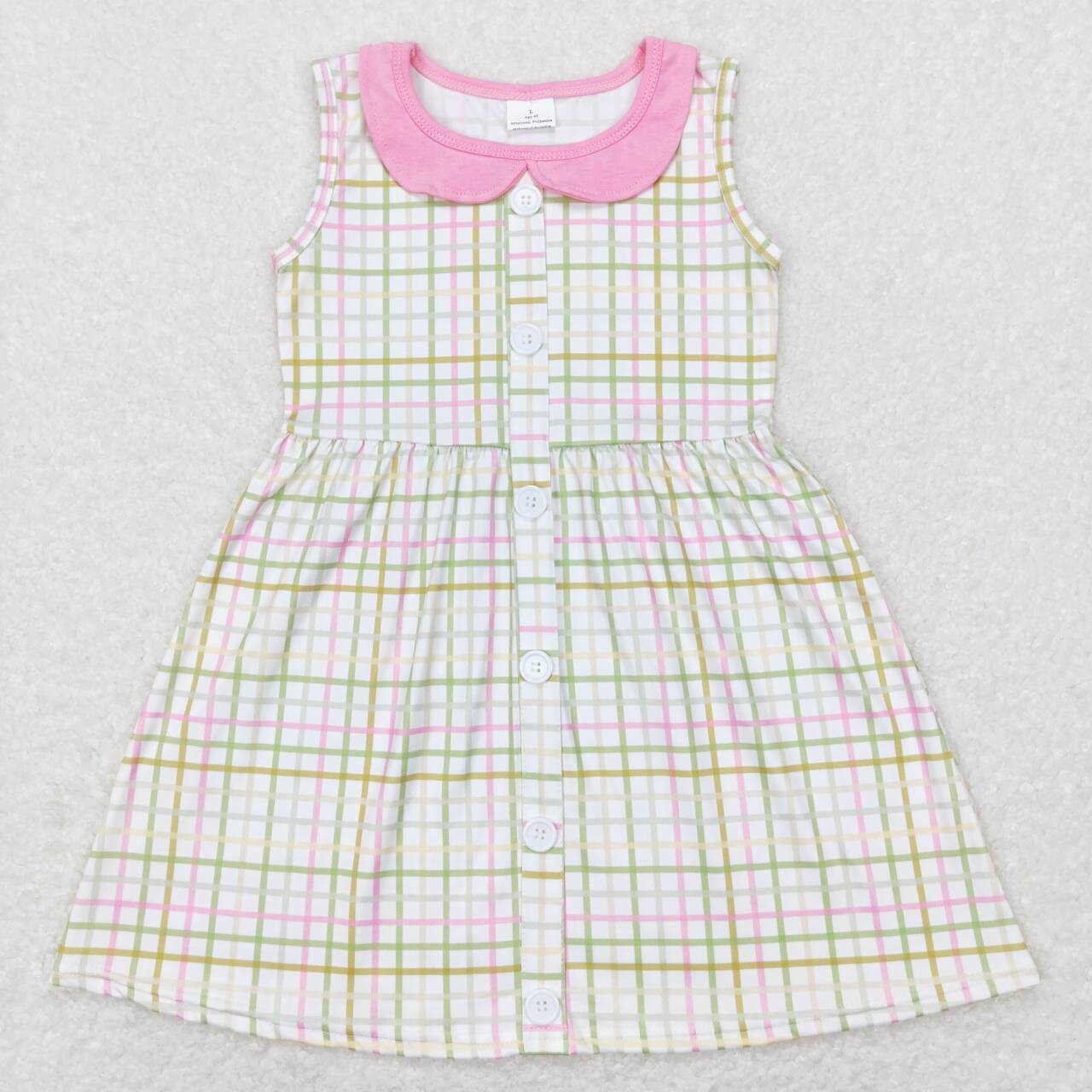 Pink Stripe print sleeveless Girls Dress