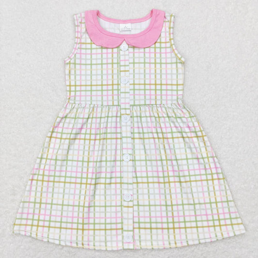 Pink Stripe print sleeveless Girls Dress