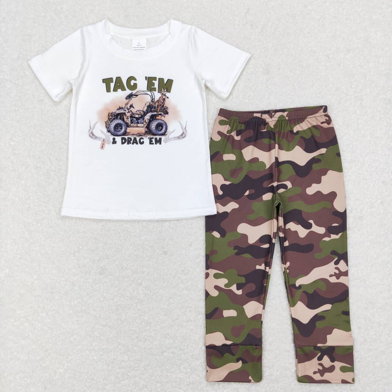 Camo Car Print Short Sleeve Boy Set