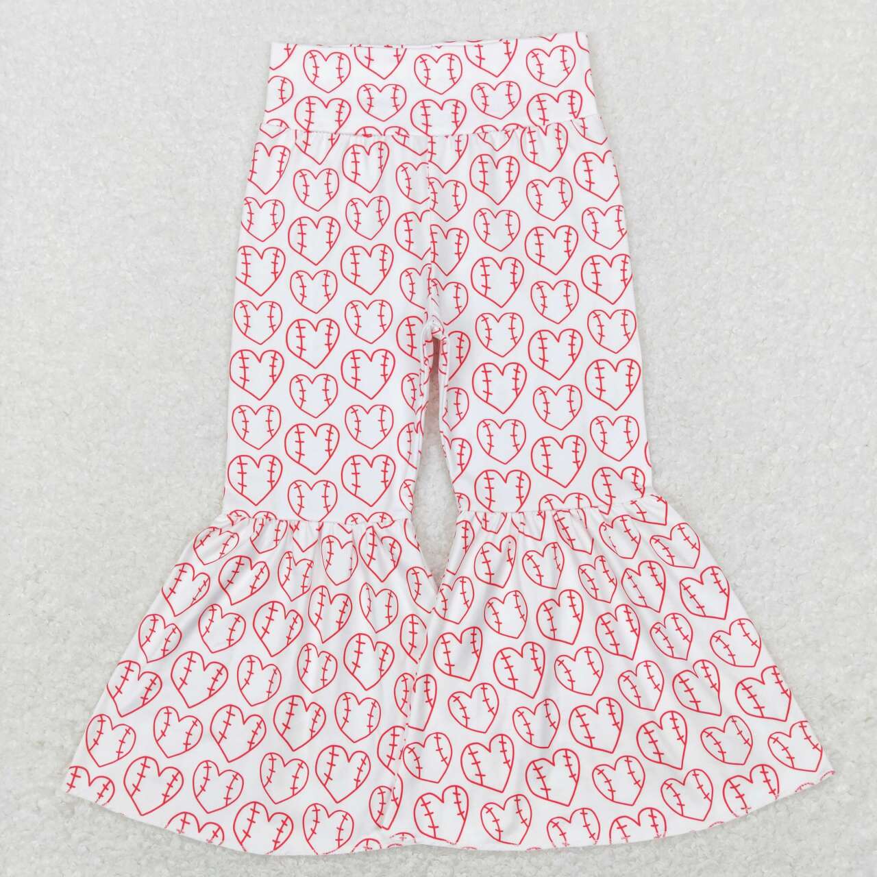 Red Baseball Print Bell Pants