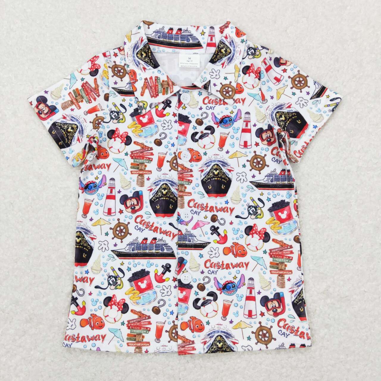Cartoon With Button Boy Shirt