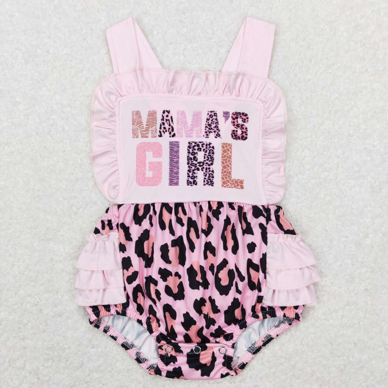 Pink Leopard MAMA's Girls Short Baby Romper