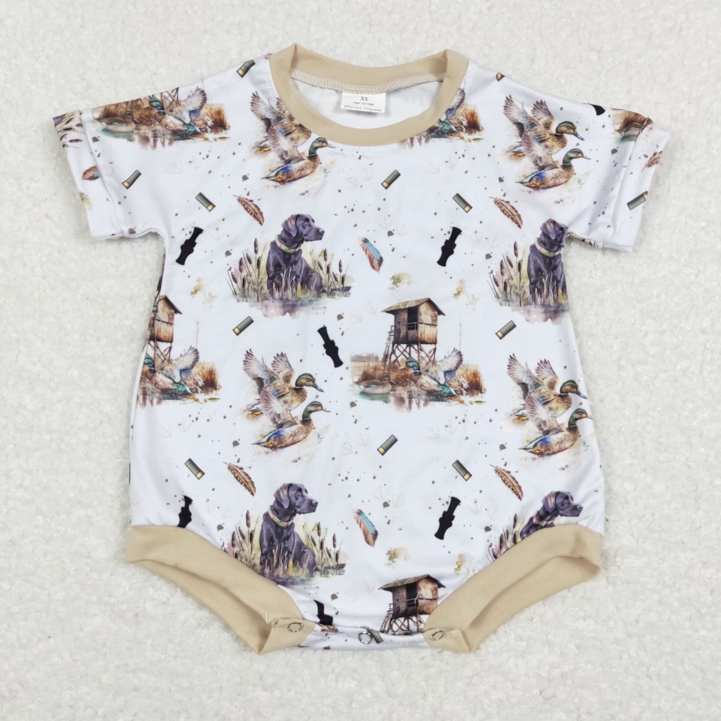 Dog Duck Print Boy Baby Romper