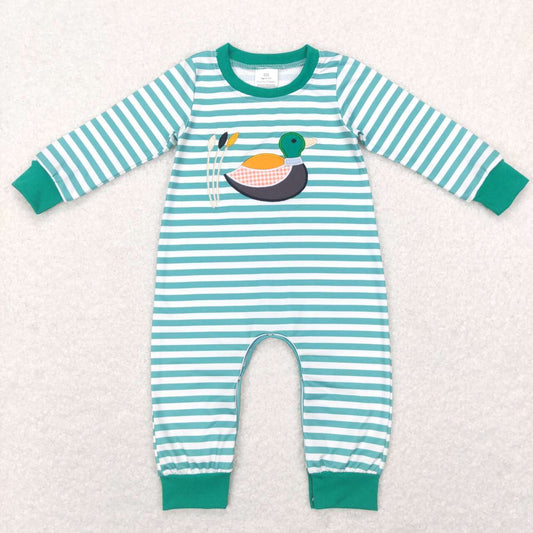 Embroidery Green Duck Print Baby Romper