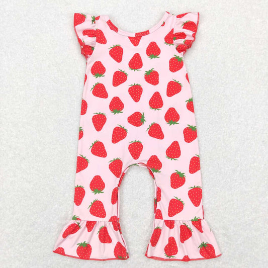 Pink strawberry Print Girls Baby Romper