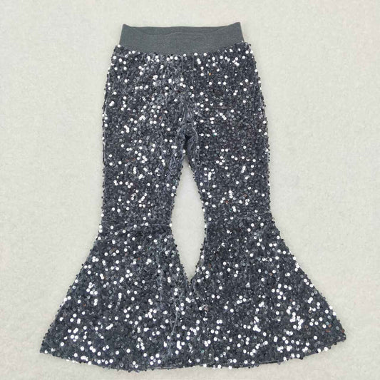 Grey Sequined bell pants