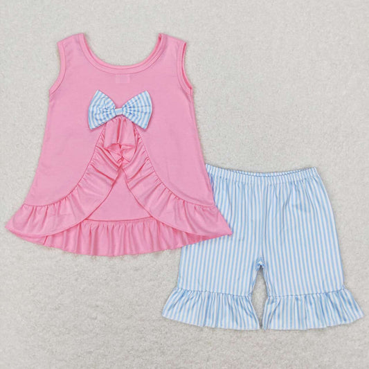 Pink With Pocket Stripe Girls Set