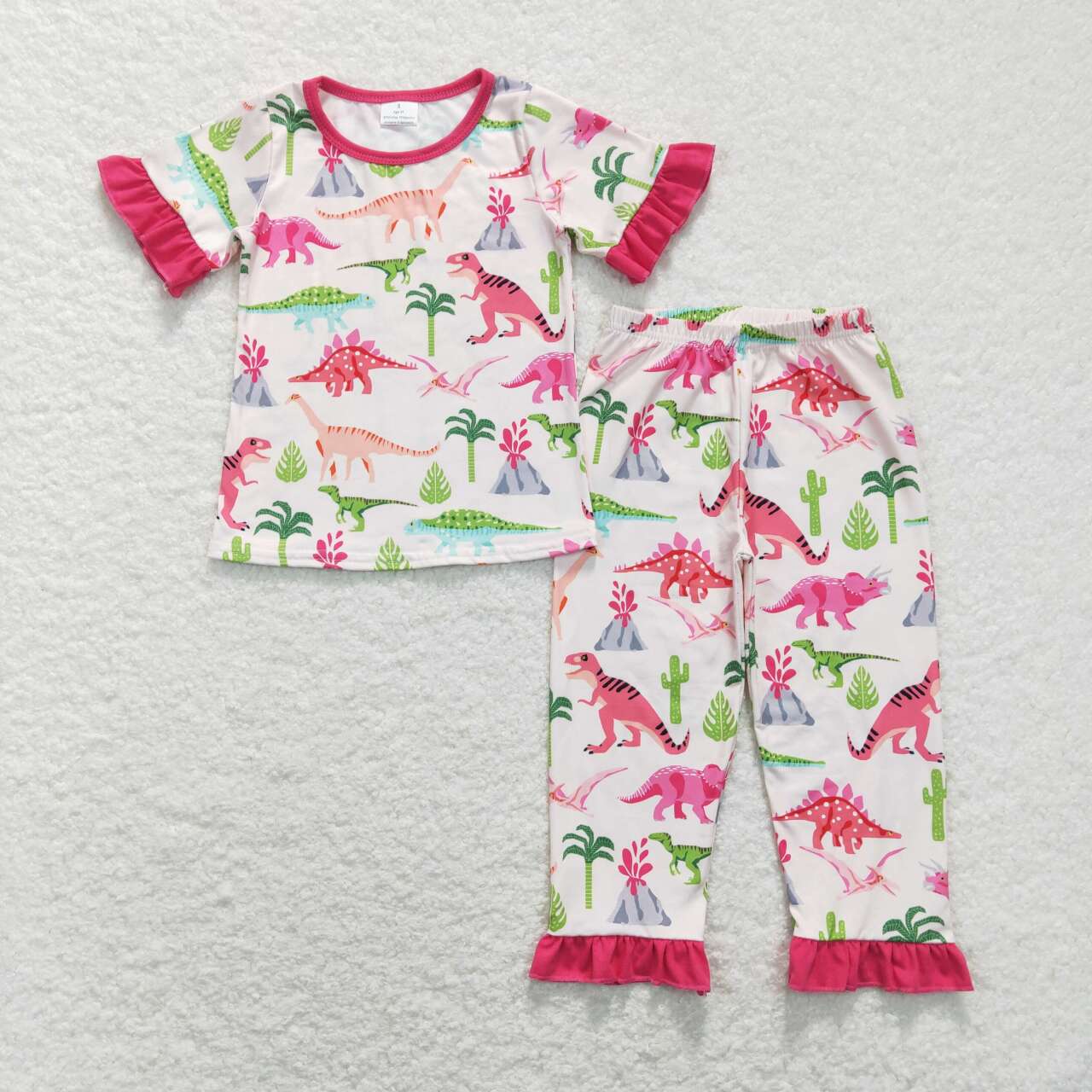 Hot Pink Dinosaur Pint Long Sleeve Paj