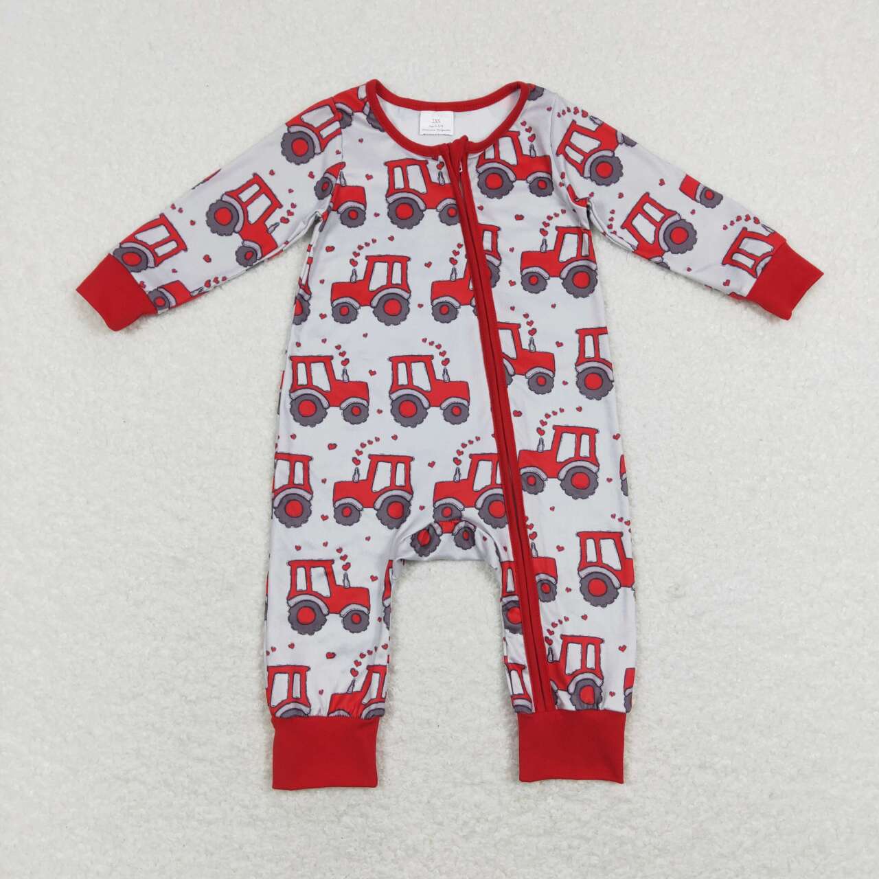Valentine's Day Pink Car Dog Long Sleeve Baby Romper