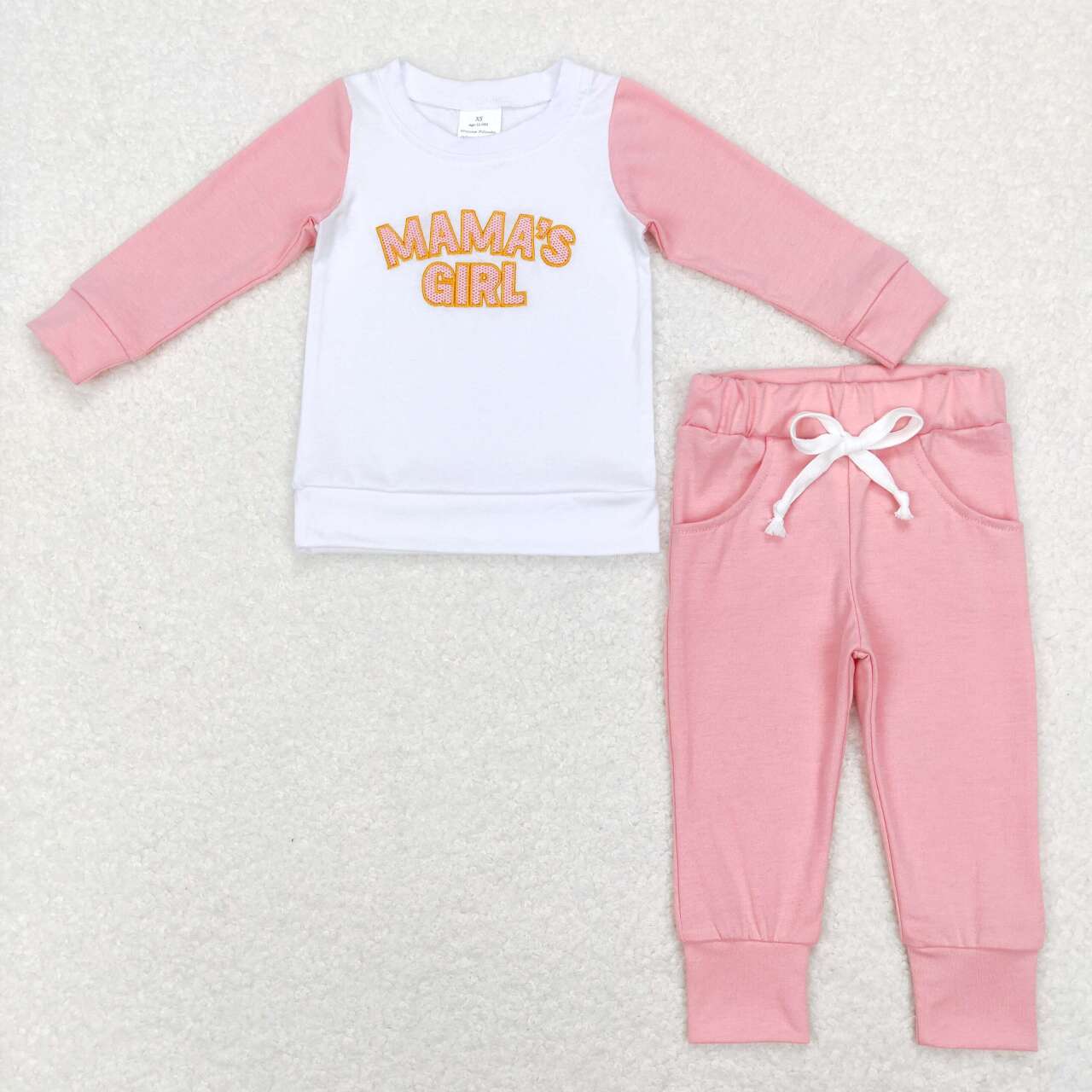 Embroidered MAMA'S Girls Long Sleeve Set