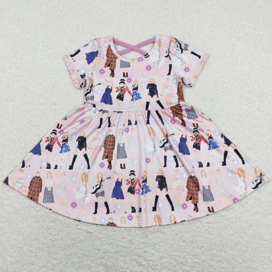 Pink Cartoon Girls Dress
