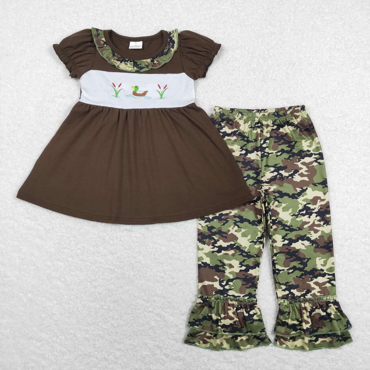 Embroidery Camo Duck Girls Suit