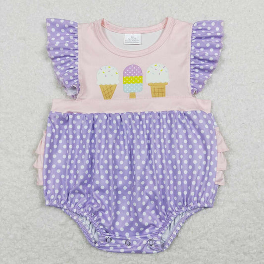ice cream Purple Dots Print Baby Romper
