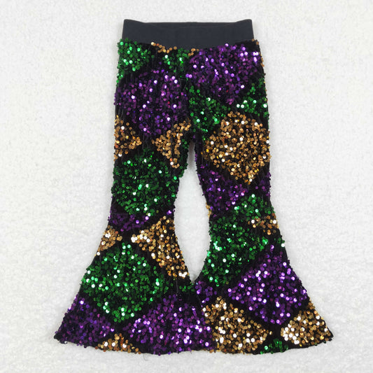 Black Purple sequin Bell Pants