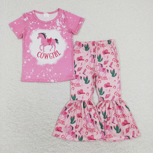 Pink Cowgirls floral Girls Bell Pants Girls Set
