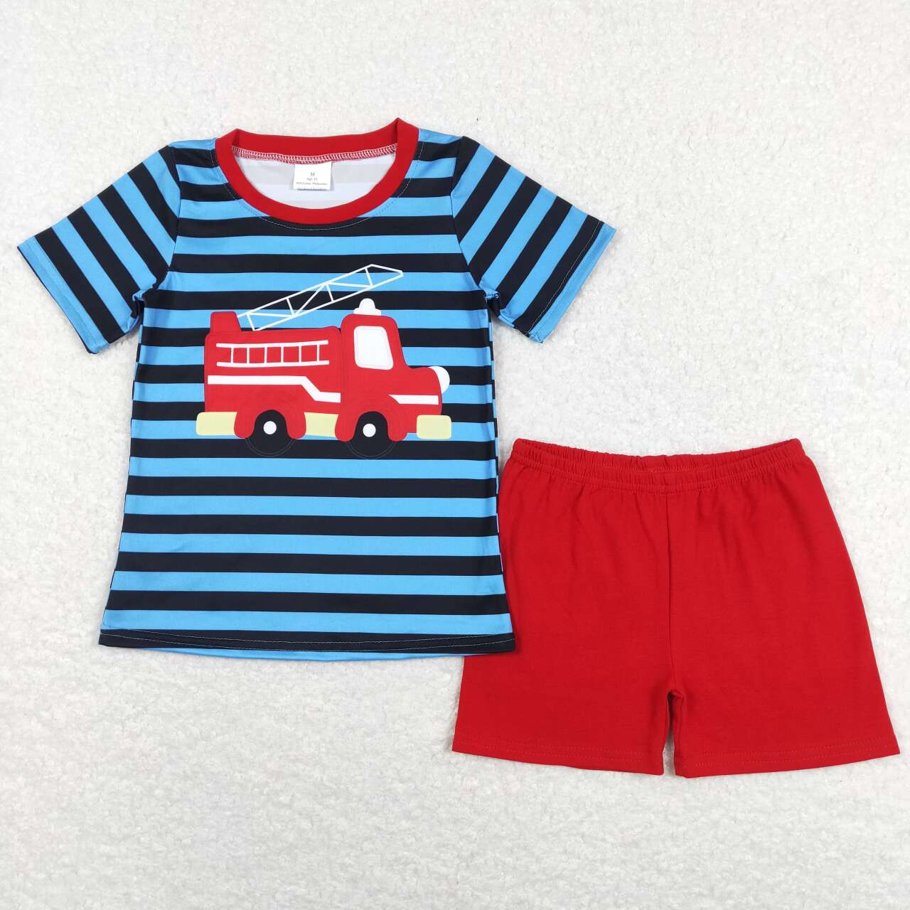 Red Embroidered fire truck Girls Set