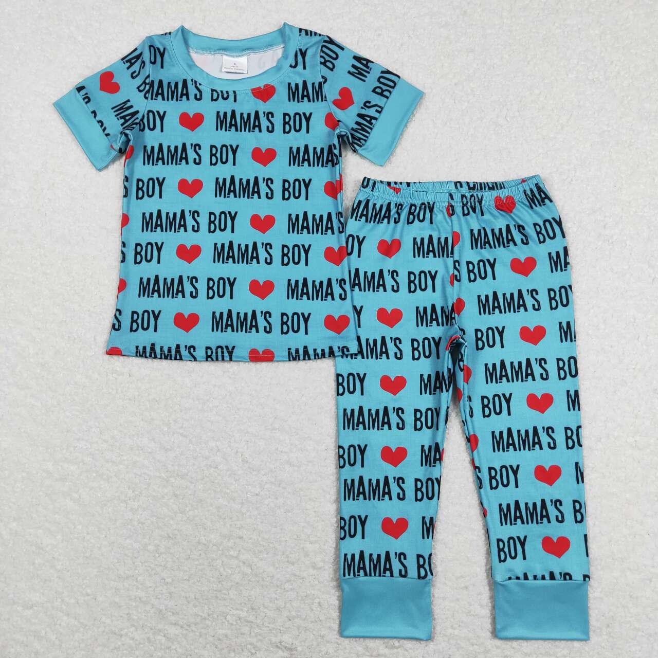 Blue MAMA'S Boy Short Sleeve Paj