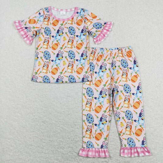 Easter Cartoon Dog Print Short sleeve pajamas