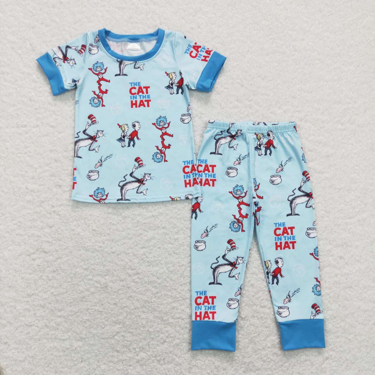 Blue Cartoon Short Sleeve Paj