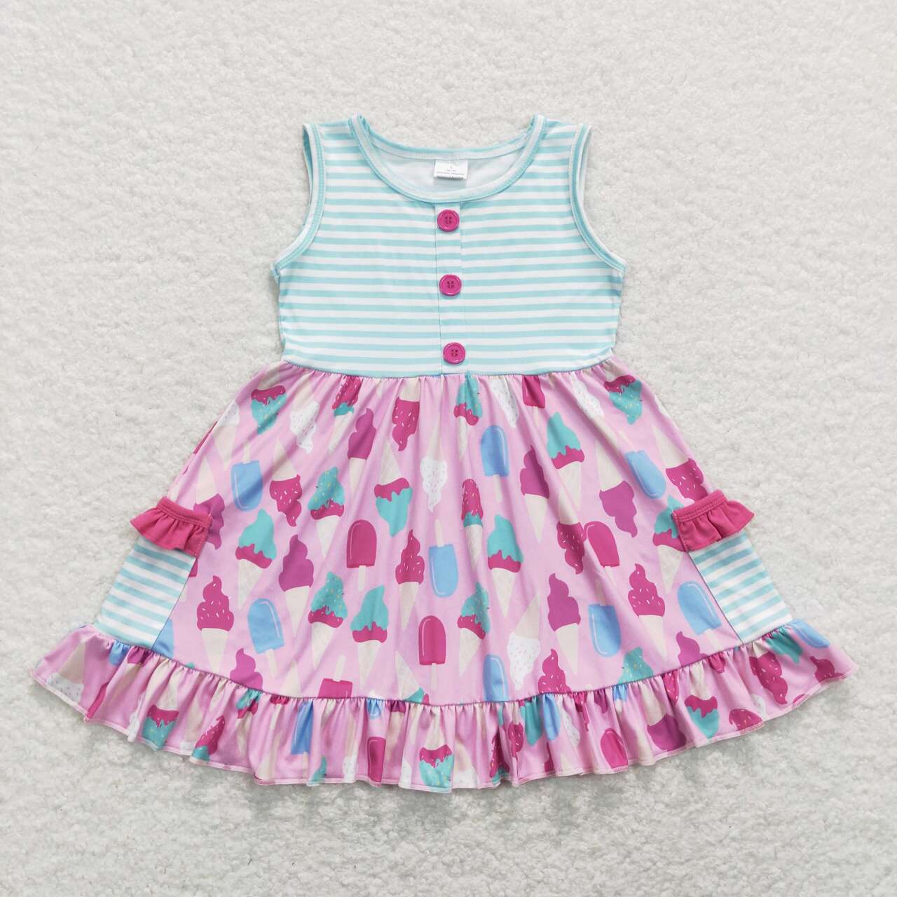 PInk pink ice cream sleeveless Girls Dress