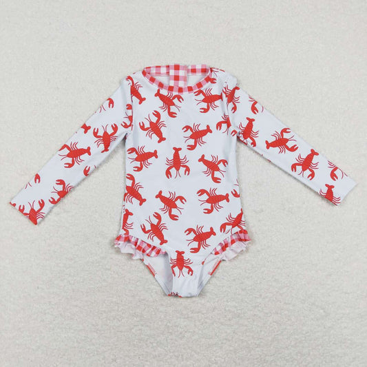 lobster printing Long Sleeve Swimsuit