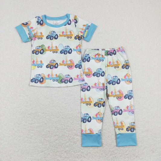 Easter Blue Car Egg Cartoon Pajamas