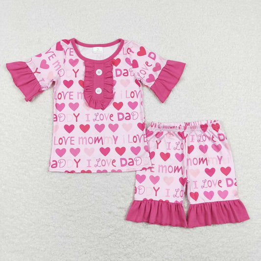 Pink I LOVE MOM Girls Set