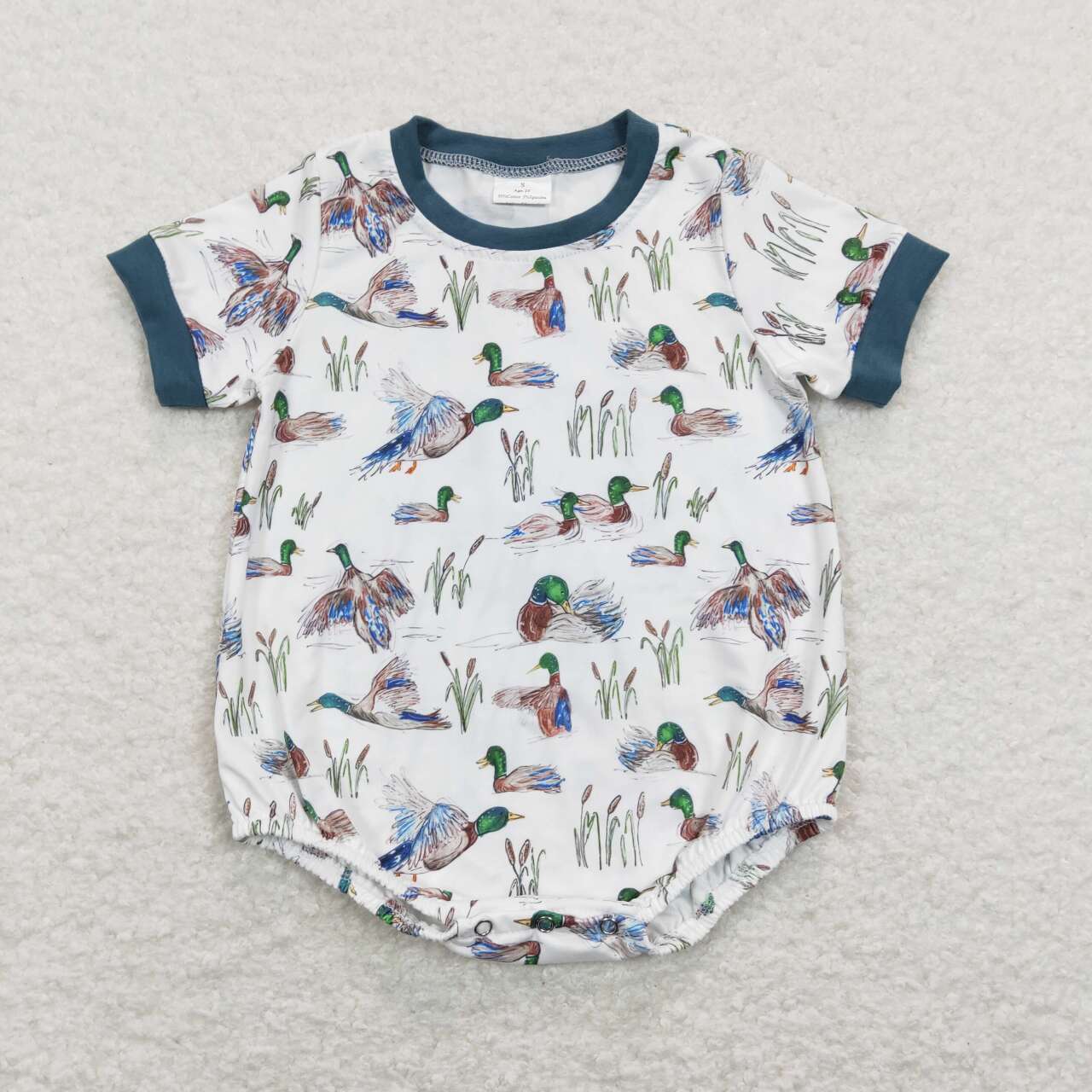 Duck Print Short Sleeve Baby Romper
