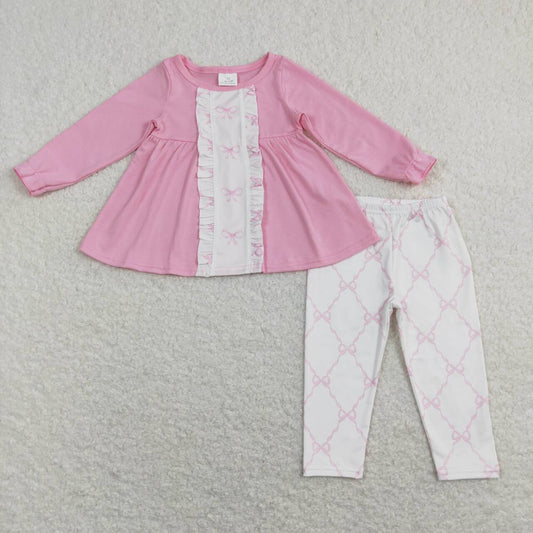 Pink Print Long Sleeve Girls Set