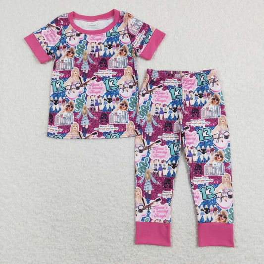 Purple Cartoon Short Sleeve Pajamas