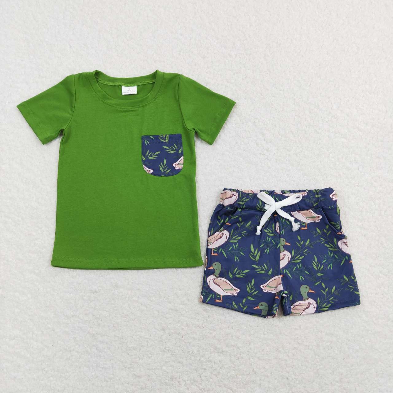 Green Duck Print Short Boy Set